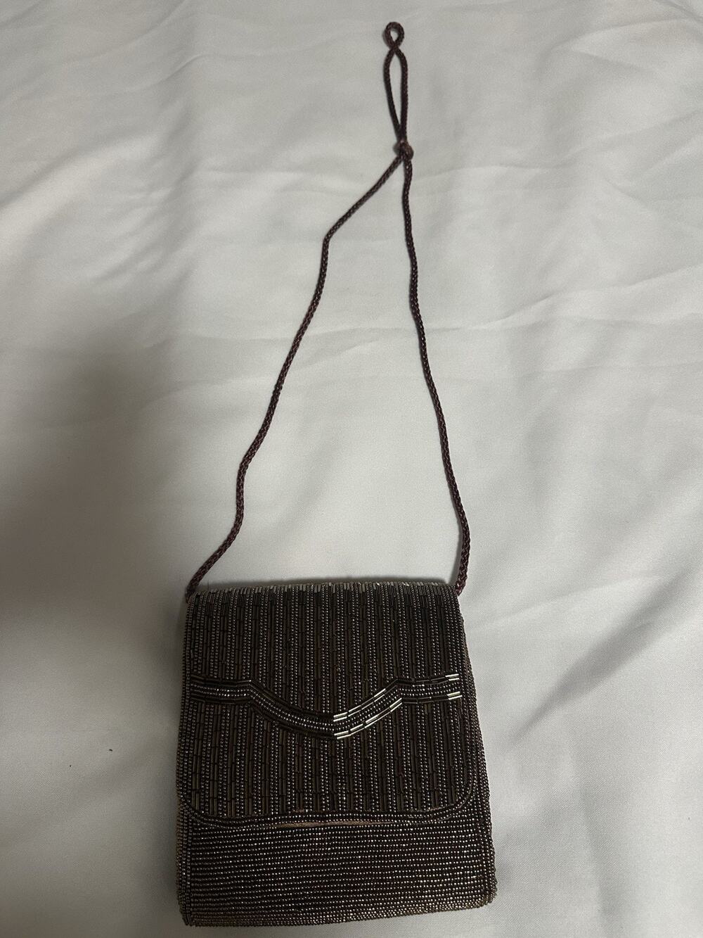 vintage Courtenay Womens Beaded evening handbag metallic gold